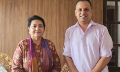 Former President Bhandari Meets RSP Spokesperson Jha, Expresses Goodwill Toward Rabi Lamichhane