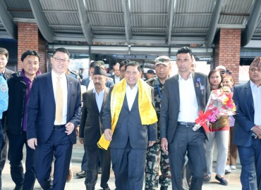 DPM Shrestha arrives home from China