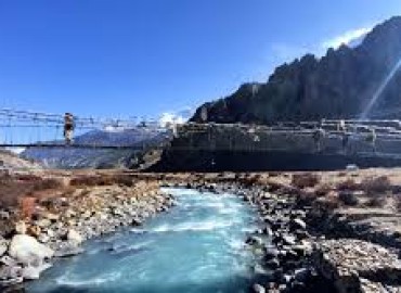 Suspension bridge constructed over Ghotekhola along Annapurna-Dhawalagiri trekking route