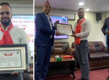 Marasini Awarded Gandaki Pradesh Yuwa Pratibha Puraskar for Contribution to Tourism
