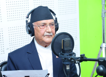 PM Oli records his voice in social movie ‘Nametine Ghau’