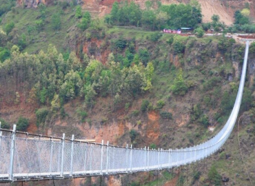 Suspension bridge constructed at Kolubung Ramitedanda in Jhapa