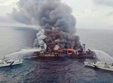 Massive Fire on Hazardous Cargo Ship Off India’s Coast Sparks Fears of Ecological Disaster