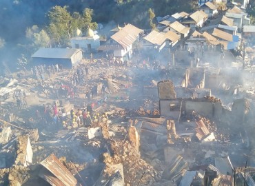 14 houses gutted in the fire in Tehrathum